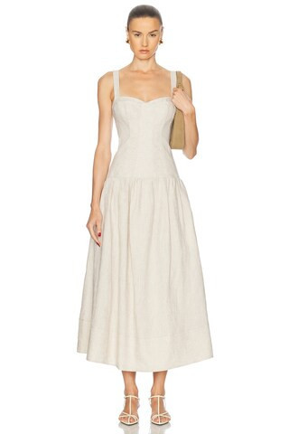 NICHOLAS Makenna Drop Waist Corset Midi Dress in Neutral | FWRD 