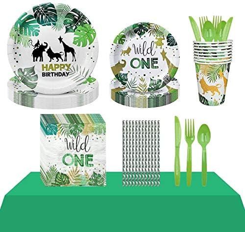 91PCS Wild One Party Supplies, Wild One Disposable Tableware with Wild One Plates Cups Napkins St... | Amazon (US)