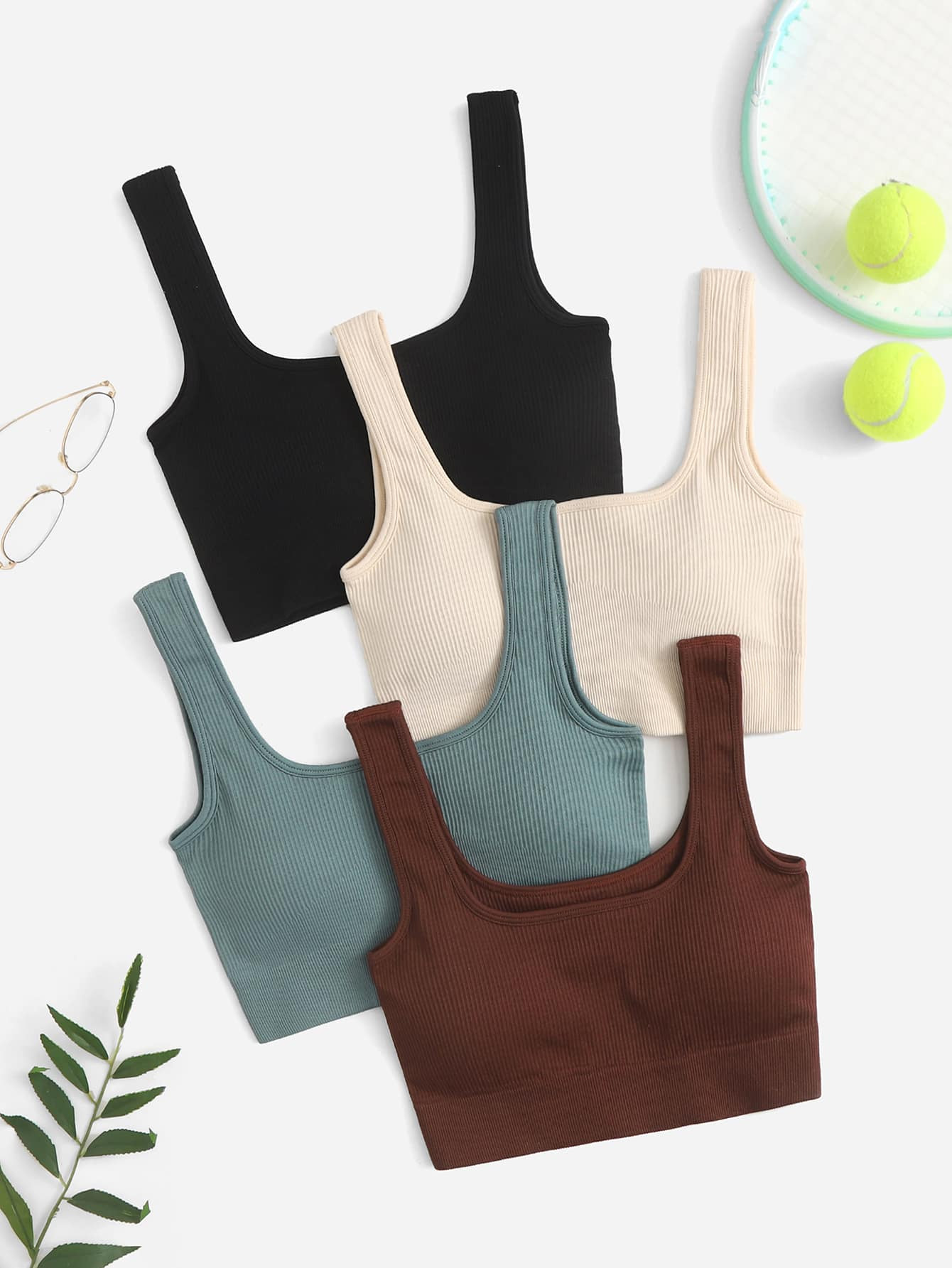 4Pack High Support Seamless Rib-knit Sports Bra | SHEIN