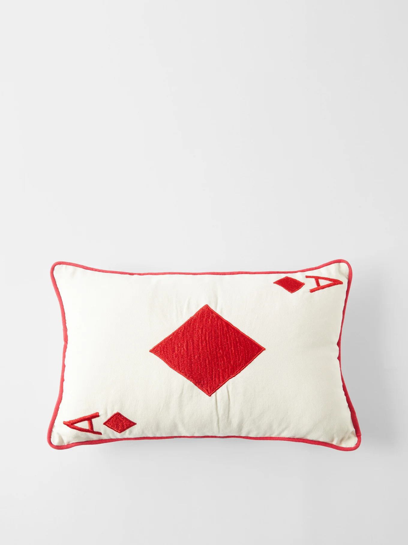 Playing Card-embroidered cotton cushion | Matches (US)