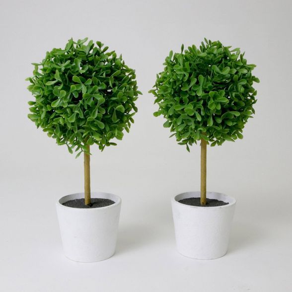 2ct Faux Topiary Boxwood with White Pot - Bullseye's Playground™ | Target