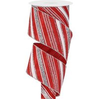 Red Silver Christmas Wired Ribbon - 2 1/2"" X 10 Yards, Glitter Stripes, Valentine's Day, Garland, Gifts, Wrapping, Wreaths, Bows, Boxing Day | Etsy (US)