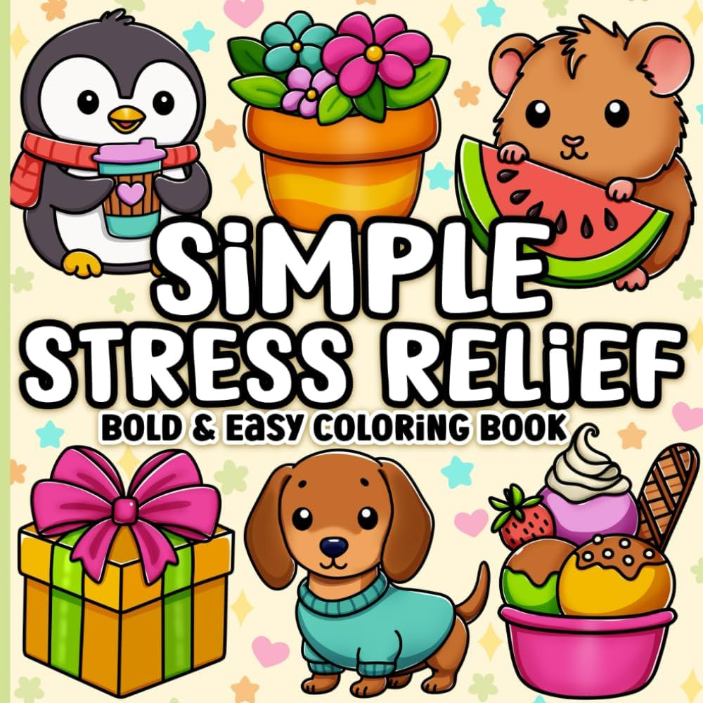 Bold and Easy Coloring Book: Simple Stress Relief Large Print Designs for Adults, Seniors & Begin... | Amazon (US)