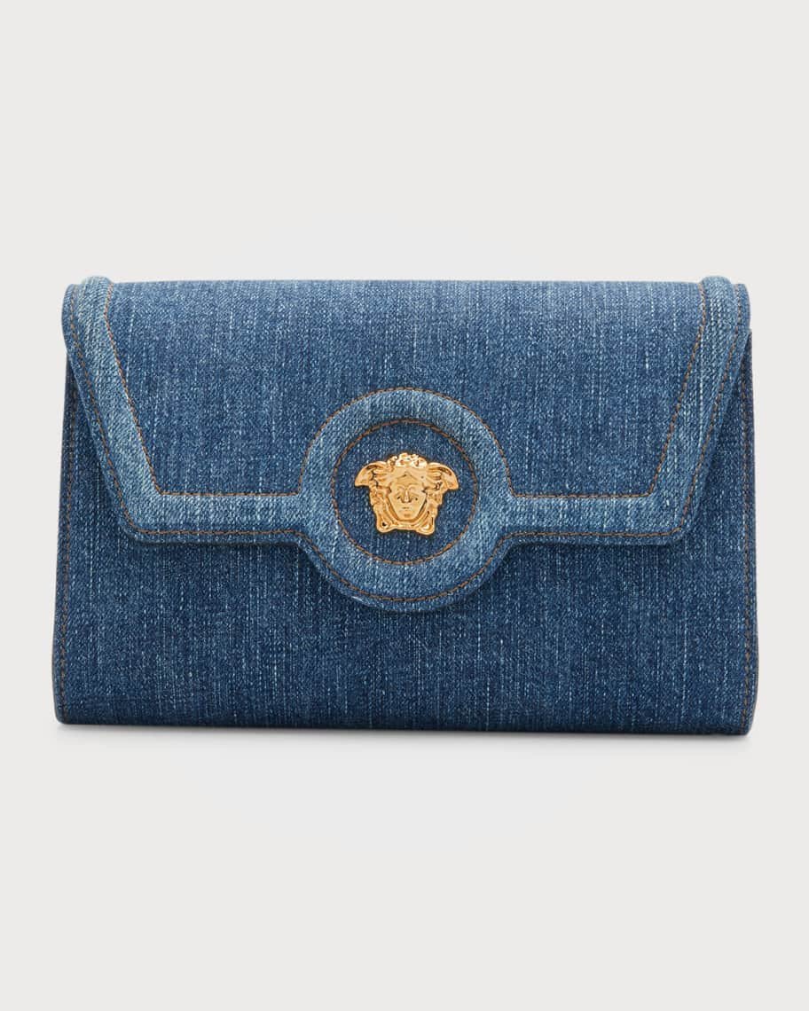 Versace La Medusa Mini Denim Shoulder Bag | Neiman Marcus