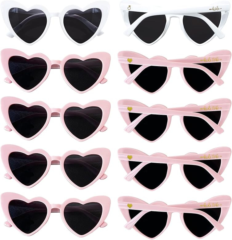 10pcs Bachelorette Party Retro Heart Sunglasses, Bridal Shower Supplies Wedding Favor Bridesmaid ... | Amazon (US)