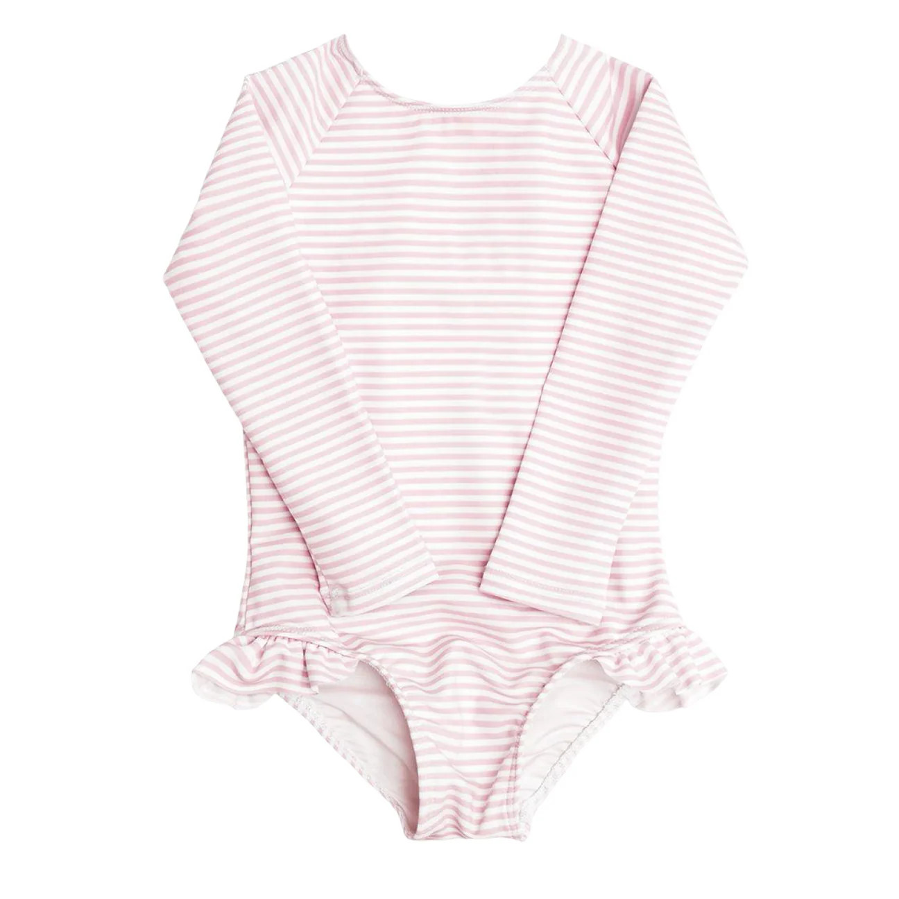 girls pink stripe rashguard one piece | Minnow