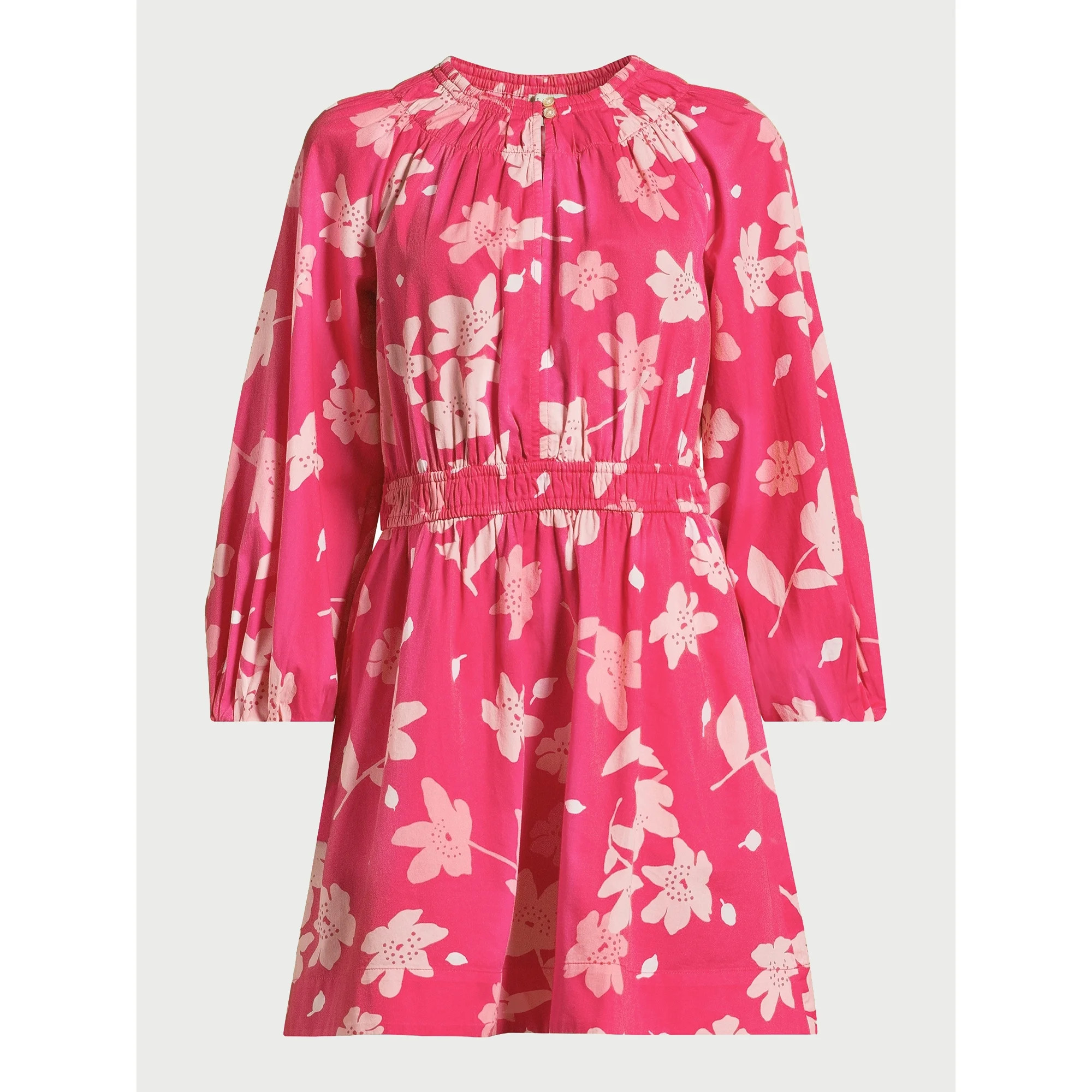 Free Assembly Women's Gathered Waist Mini Dress with Long Sleeves, Sizes XS-XXXL | Walmart (US)