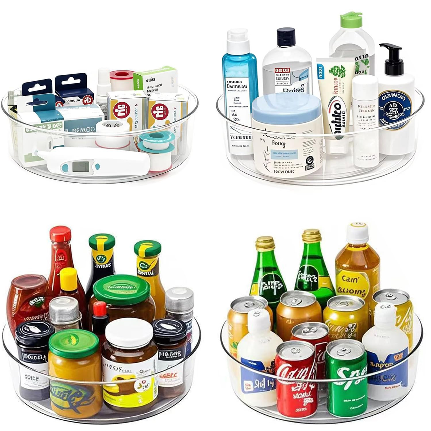 4 Pack Lazy Susan 11.5" Inch Turntable Organizer Organization Storage Container Bins Spice Rack C... | Amazon (US)