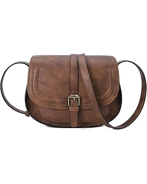 AFKOMST Crossbody Bags for Women,Small Saddle Purse and Boho Cross Body Handbags,Vegan Leather | Amazon (US)