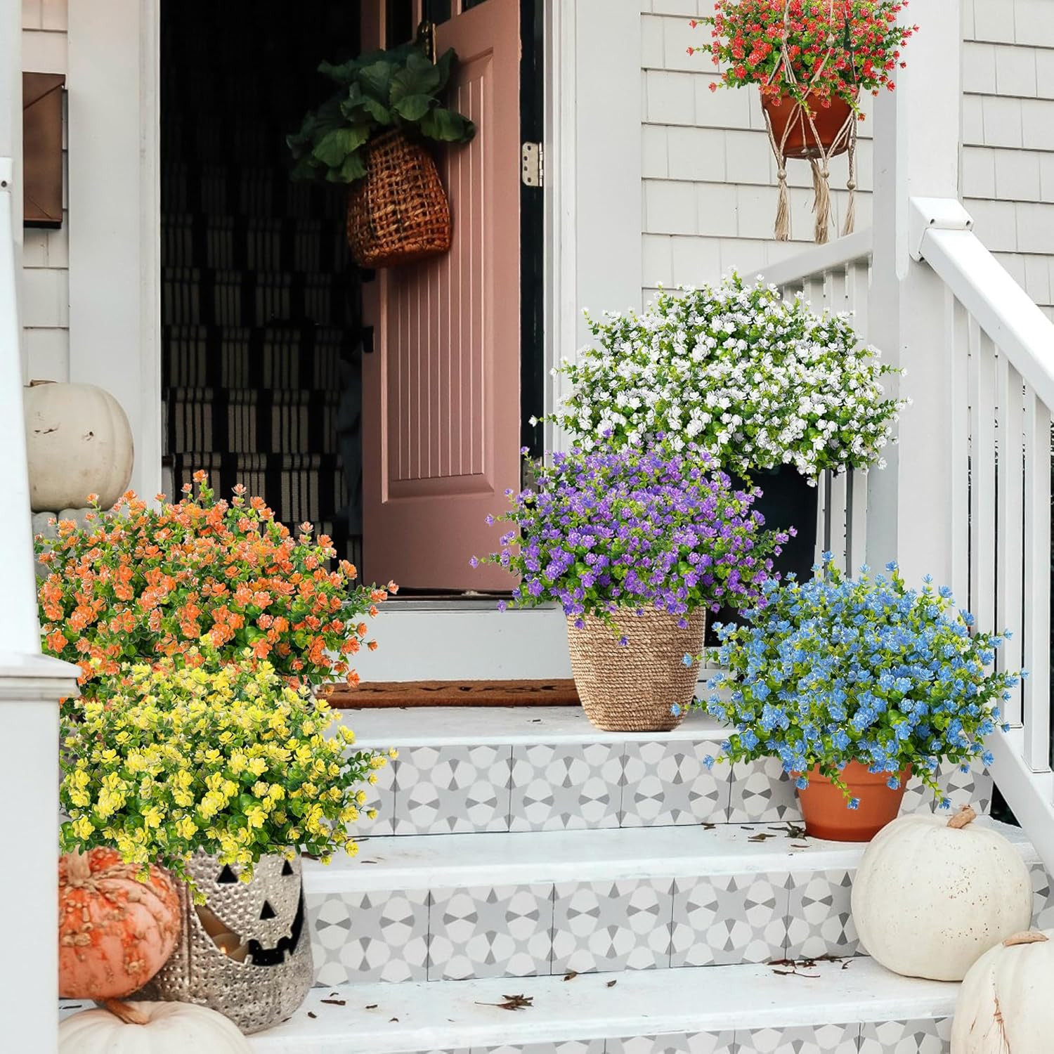 Outdoor Artificial Flowers UV Resistant, 20 Bundles Fake Realistic Floral Greenery Plants for Out... | Amazon (US)