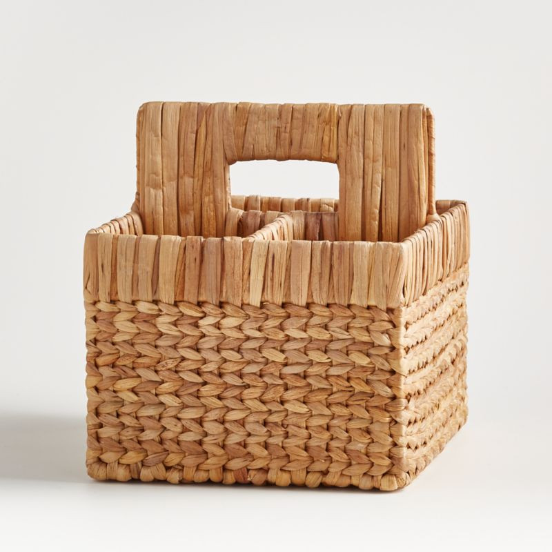 Natural Woven Wicker 3-Compartment Diaper Caddy with Handles + Reviews | Crate & Kids | Crate & Barrel