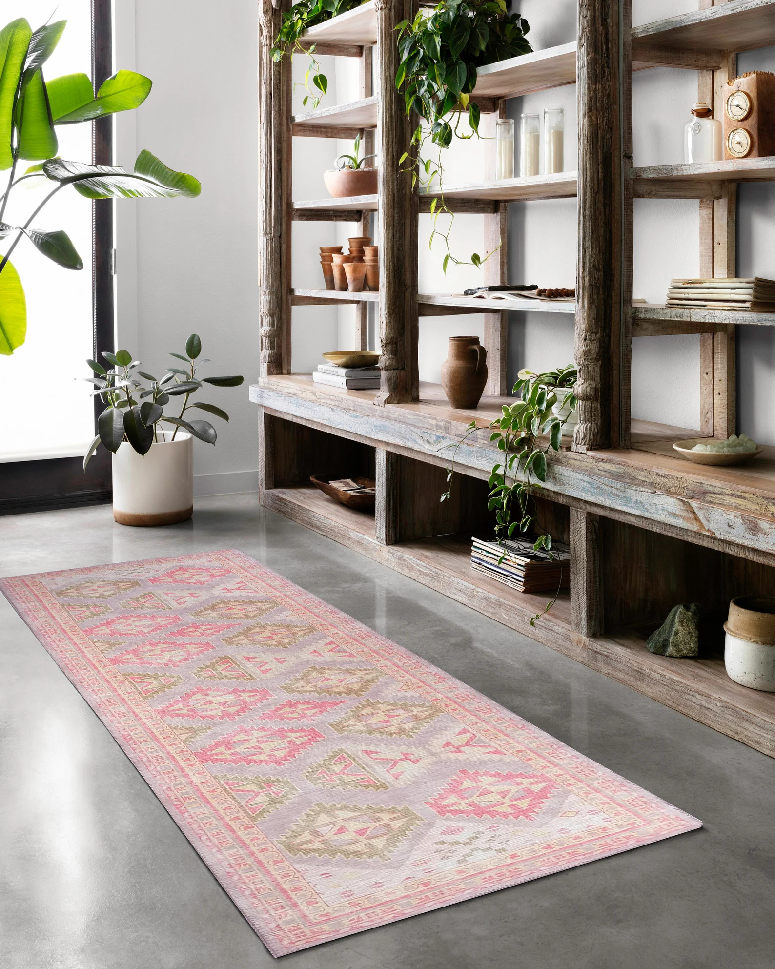 Lilac Herki Vintage Runner Rug, Purple Pink Shabby Hallway Runners Luxury Oriental Geometric Past... | Etsy (US)