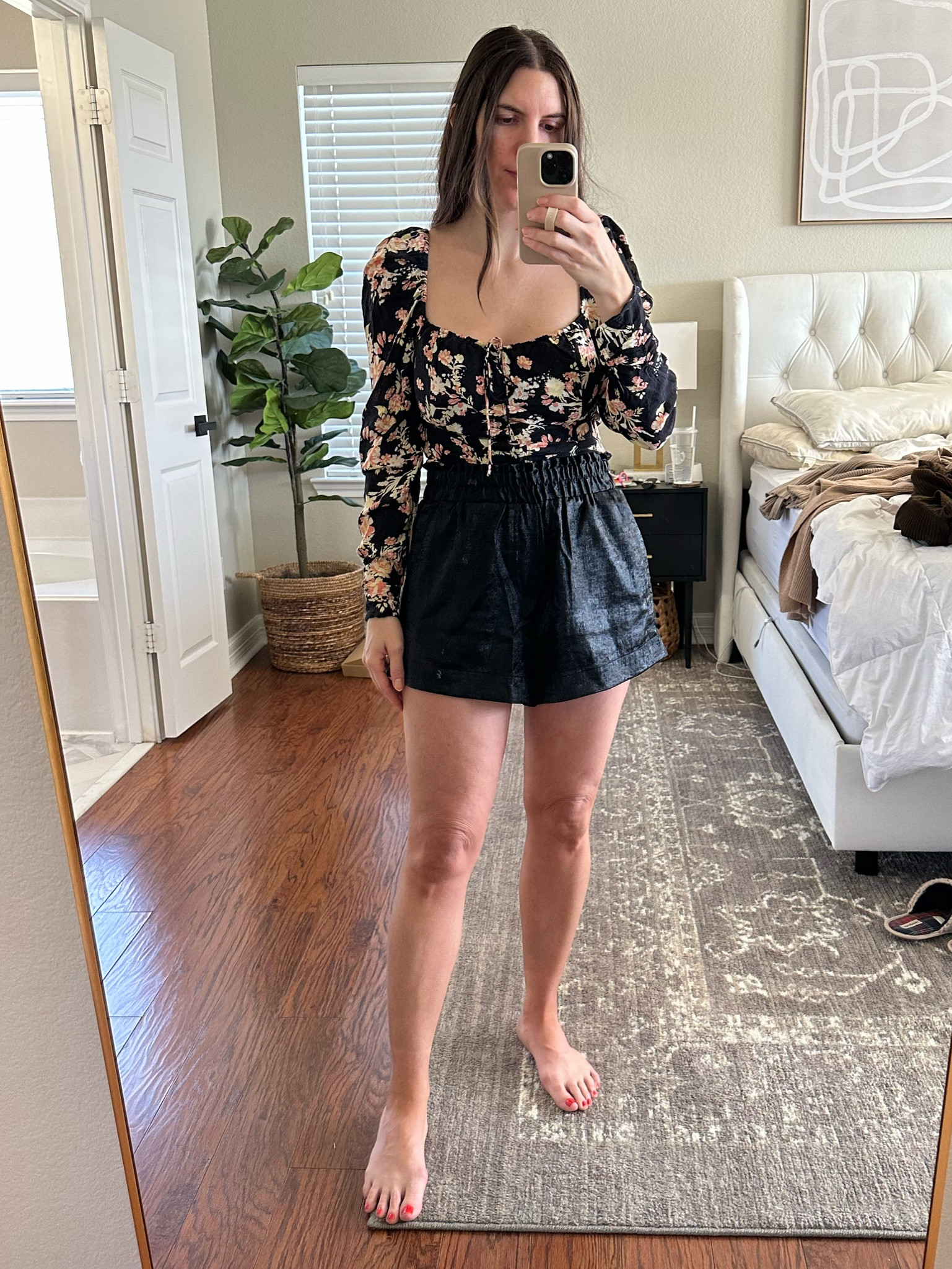 Free people top on sale, wearing a medium. It’s cropped but tucks in nicely. Metallic shorts size medium, could also do a small. I would wear sheer black tights and black booties with this! 

Holiday outfit
Holiday outfit idea
Boots
Holiday party 

#LTKHoliday #LTKsalealert #LTKSeasonal