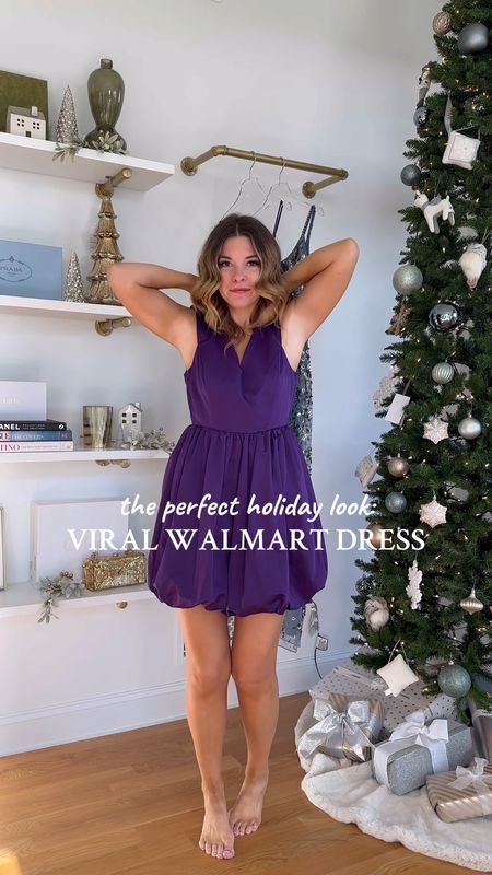 purple mini walmart holiday dress 
size down to an xs 
dibs: use code emerson 

#LTKfindsunder50 #LTKparties #LTKHoliday