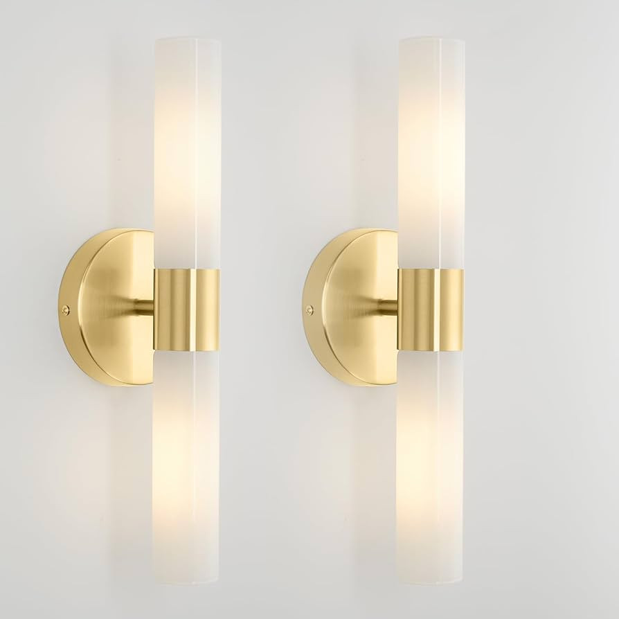 Bathroom Vanity Light Fixtures, Modern Gold Wall Sconces Set of Two, Double Tube Wall Lights Gold... | Amazon (US)