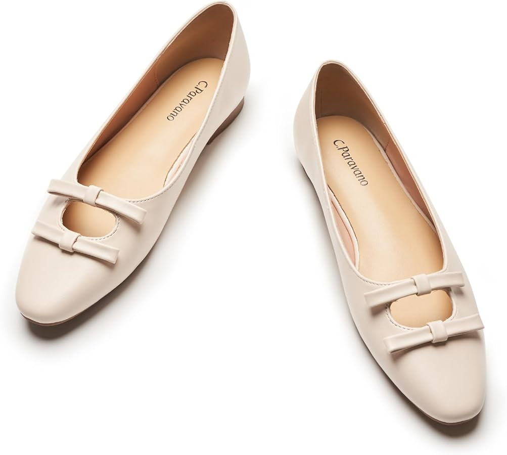 C.Paravano Ballet Flats | Slip-on Shoes Women | Bowknot Round Toe Shoes | Womens Flats | Amazon (US)