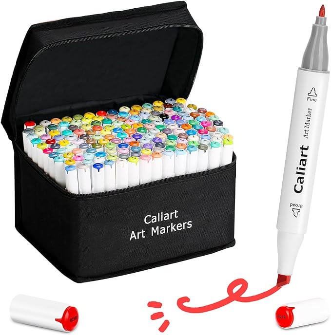 Caliart Markers, 168 Colors Dual Tip Art Markers Sketch Pens Permanent Alcohol Based, with Case f... | Amazon (US)