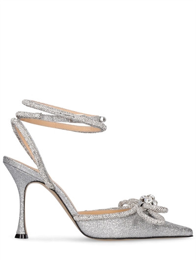 Mach & Mach - 100mm double bow glittered pumps - Silver | Luisaviaroma | Luisaviaroma