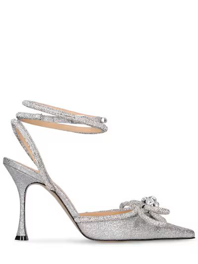 Mach & Mach - 100mm double bow glittered pumps - Silver | Luisaviaroma | Luisaviaroma