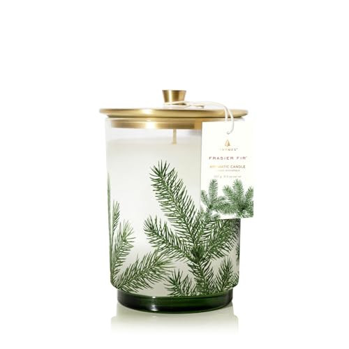 Thymes Frasier Fir Candle - Heritage Pine Needle Luminary Scented Candles - Elegant Pine Candle - Crisp Siberian Fir, Cedarwood & Sandalwood - Holiday Candles - Christmas Decor (Medium, 11.5 oz) | Amazon (US)