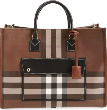 Medium Freya Check E-Canvas Tote | Nordstrom