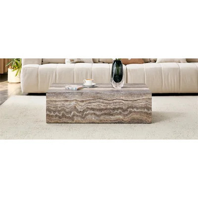 39.3 * 21.6 inch gray marble patterned MDF rectangular coffee table | Wayfair North America