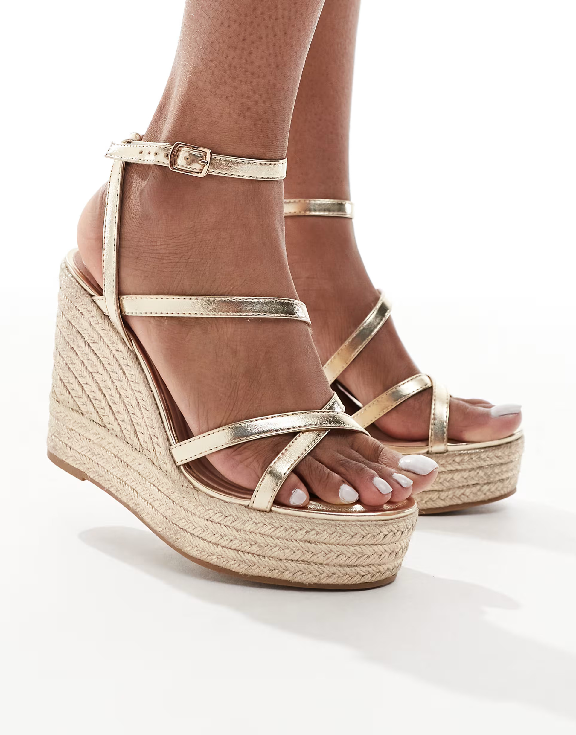 New Look strappy wedge espadrilles in gold | ASOS | ASOS (Global)