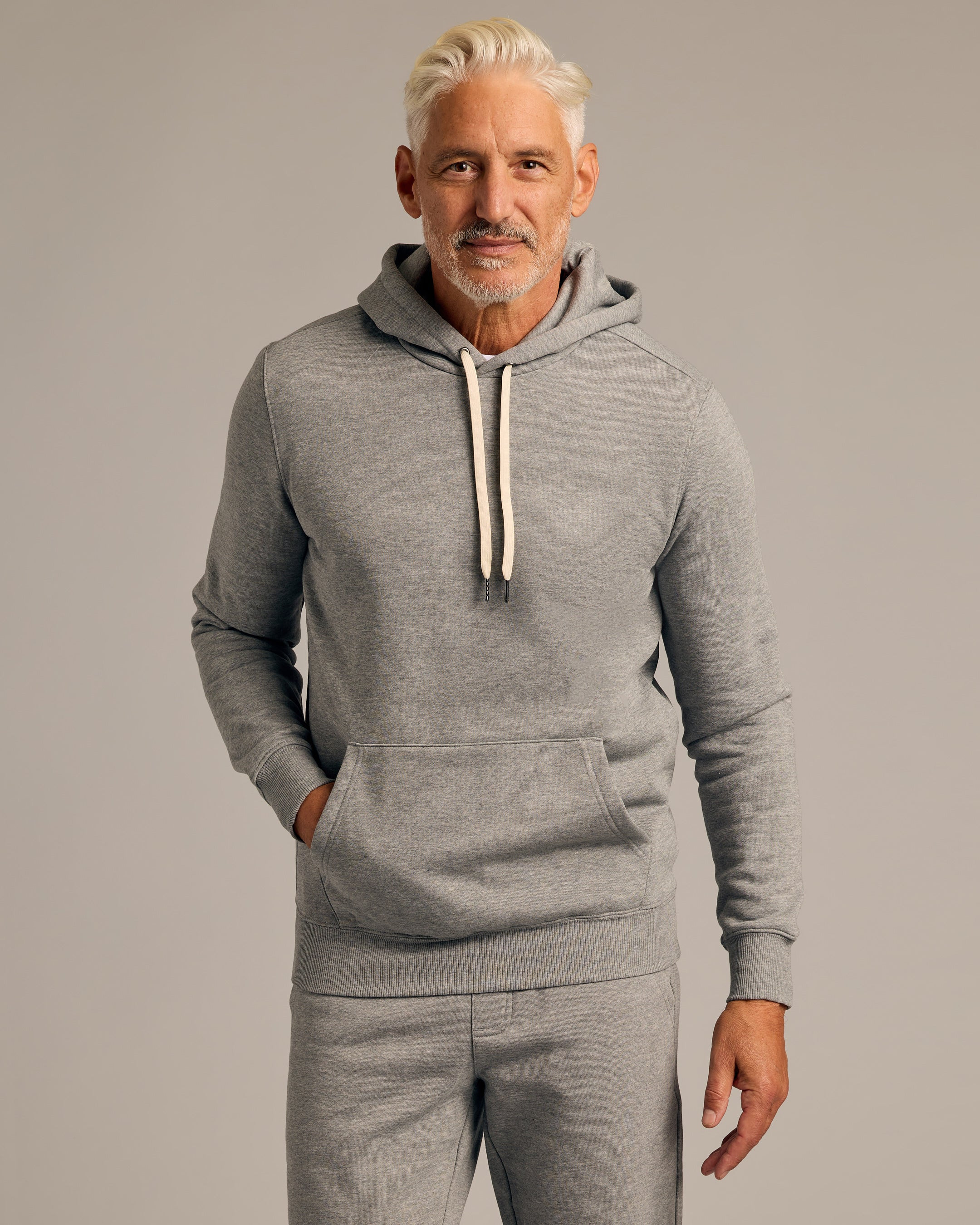 Medium Heather Gray Fleece French Terry Pullover Hoodie L | True Classic