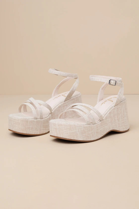 Akari Natural Woven Ankle Strap Platform Sandals | Lulus