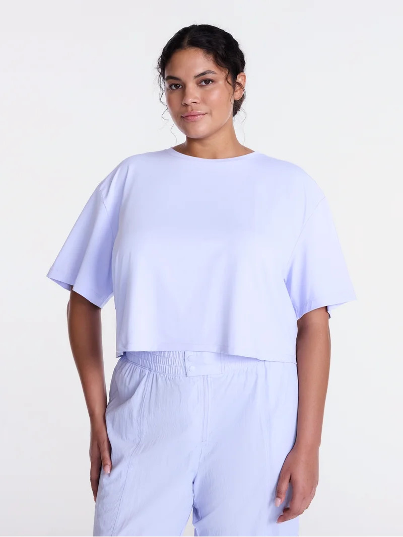 Avia Women's Cropped Boxy Tee with Short Sleeves, Sizes XS-XXXL | Walmart (US)