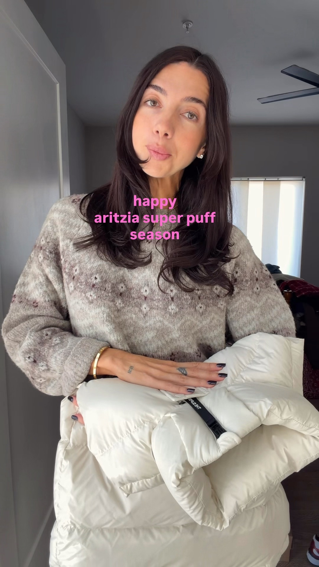 @Aritzia superpuff styling! M in superpuff vest, S in vale funnel neck, 2 in 32” flare leggings, S in harlow sweater, S in fargo longsleeve, 4 in butter infinite shorts. #Ad #AritziaPartner