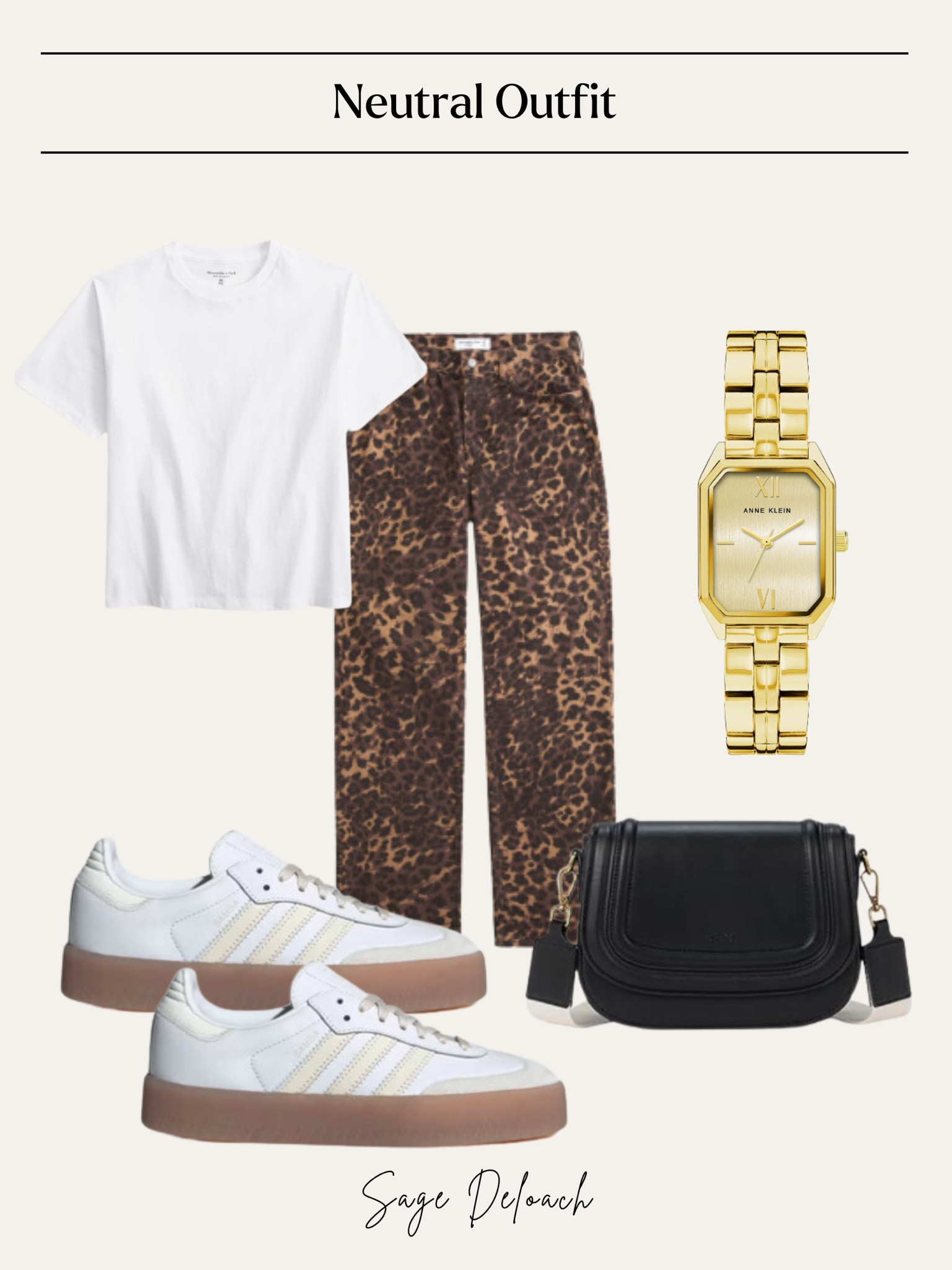 Neutral outfit, fall trending outfits, leopard pants 