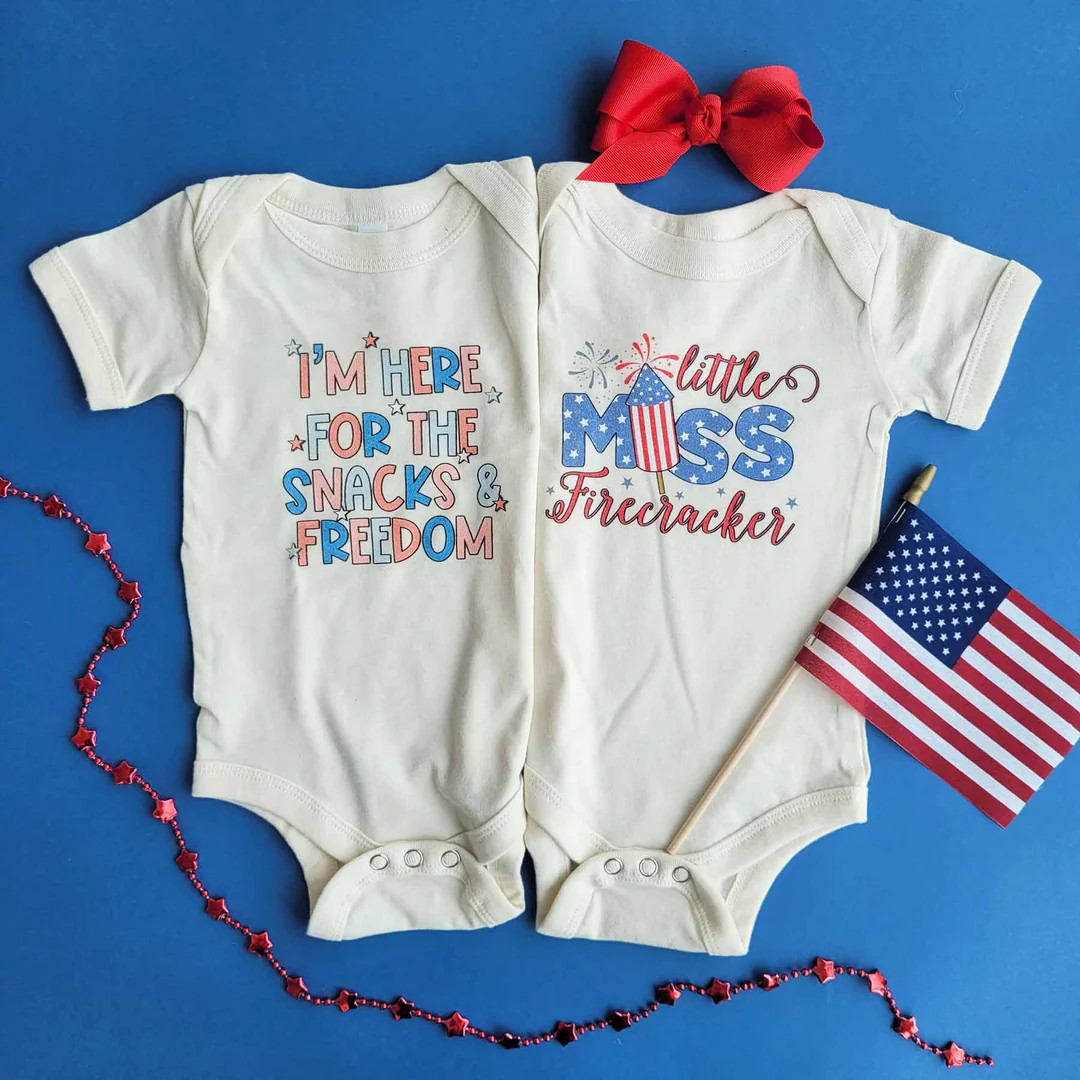 Here For The Snacks & Freedom Graphic Bodysuit | Natural | Caden Lane