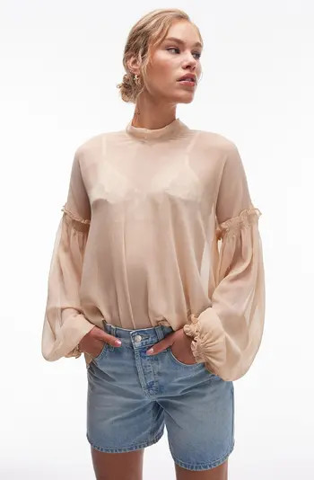 Bow Neck Long Sleeve Top | Nordstrom