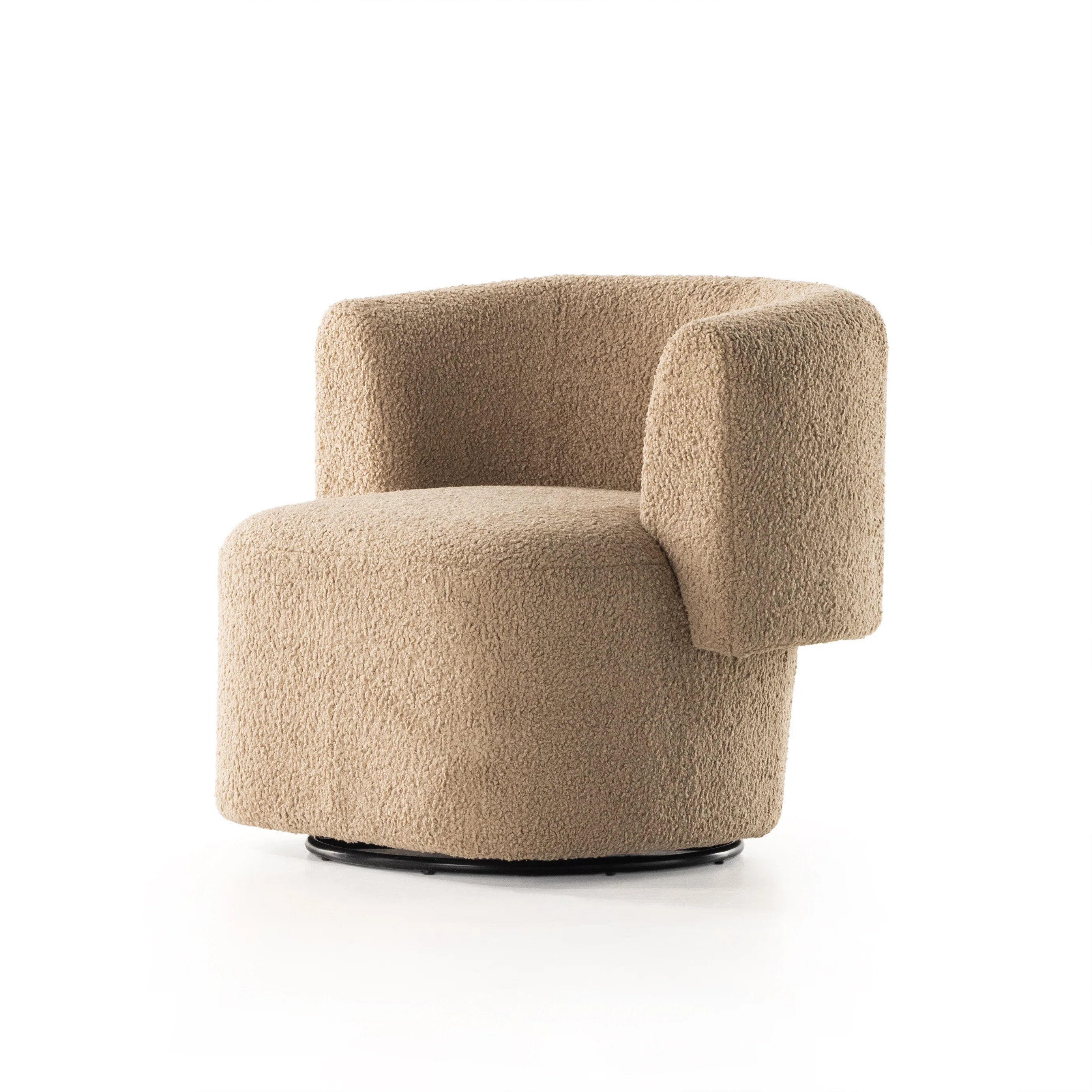 Centrale Tybalt Swivel Chair - Sheepskin Camel | Perigold