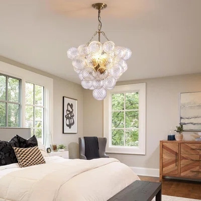 Modern Gold Bubble Chandelier Lighting With Swirled Glass Shades, Adjustable Height, And Dimmable E12 Sockets For Dining Room, Bedroom, And Kitchen | Wayfair North America