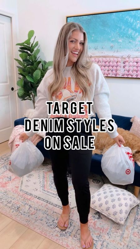 Target denim styles ON SALE for target circle week 🎯 im in a size 6 in the black shorts - going to return these and order a 4 instead! Run big. I love the extra room in the thighs - sooo nice if you have thick thighs like me! // size S chambray top (this is precious for spring outfits!) // size 4 jeans - a few reviews said these ran snug in the waist and they were right. I’m glad I did a 4! I can be in between 2/4 in jeans. These look great, though! // size 2 denim dress - it’s very form fitted to me. And no stretch. So if you don’t want it as tight go up.. if you want it snug like mine, get your true size. Would be super cute for a country concert! Girls night, vacation, date night, etc.!! 😆🫶🏻 

Target circle
Target sale
Target finds
Outfit ideas
Spring outfits
Denim skirt
Denim dress
Straight leg jeans 
Denim shorts
Cut offs 
Black shorts 


#LTKxTarget