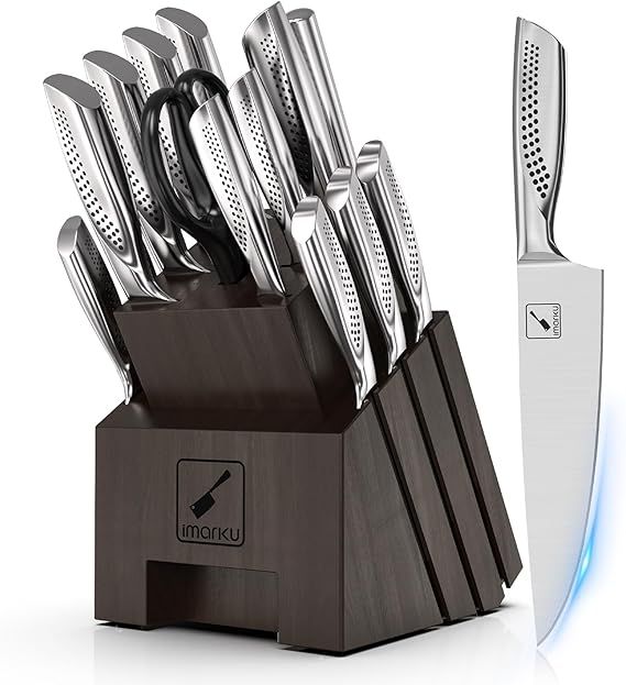 imarku Knife Set, 16PCS Kitchen Knife Set with Block High Carbon Stainless Steel Ultra Sharp Knif... | Amazon (US)