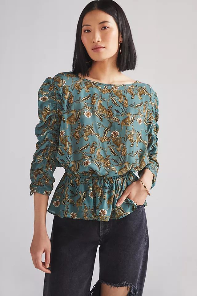 Caballero Ruched High Neck Blouse | Anthropologie (US)