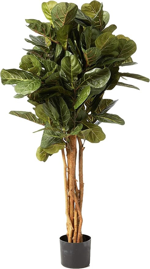 Nearly Natural 4’ Fiddle Leaf Fig Artificial Trees, 48in, Green | Amazon (US)