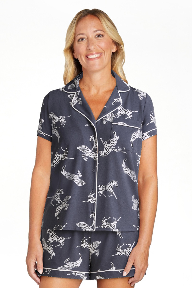 Joyspun Women’s Dreamy Soft Collection Short Sleeve Knit Notch Collar Top and Shorts Pajama Set... | Walmart (US)