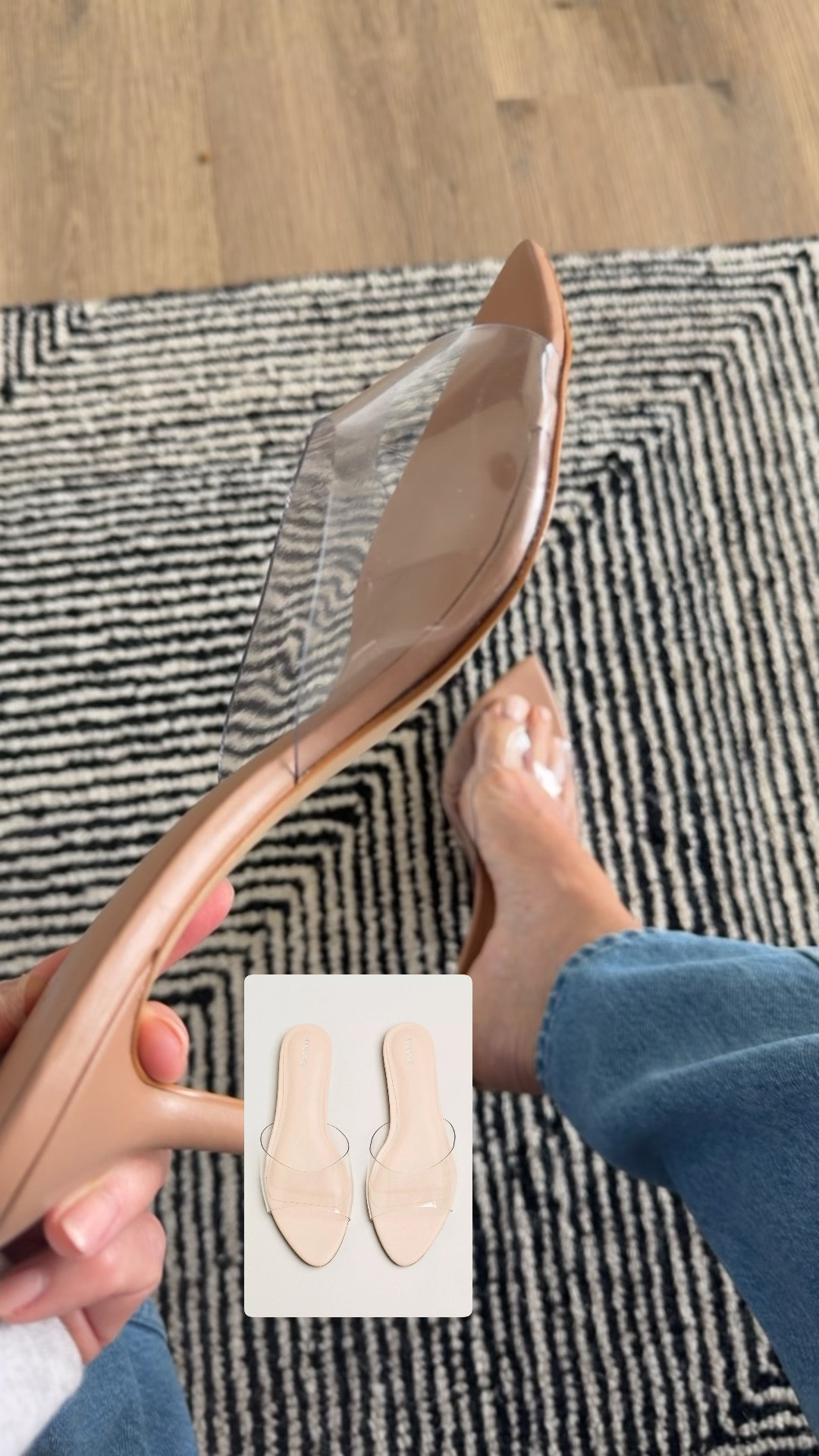 Pointed toe kitten heel 
I’m between a 7.5 and an 8 and wear an 8

#LTKSpringSale #LTKOver40