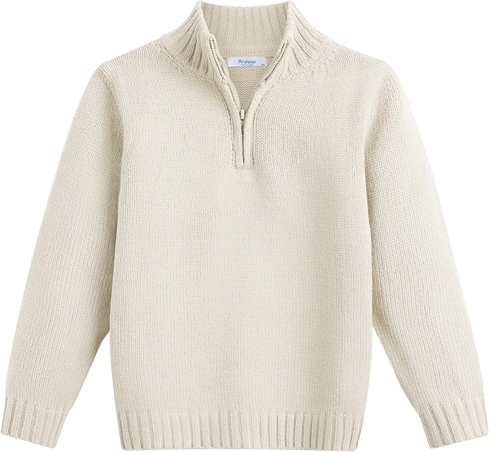 Arshiner Boy's Cable Knitted Sweater Half Zip Lightweight Casual Pullovers for Kids 2-11 Years | Amazon (US)