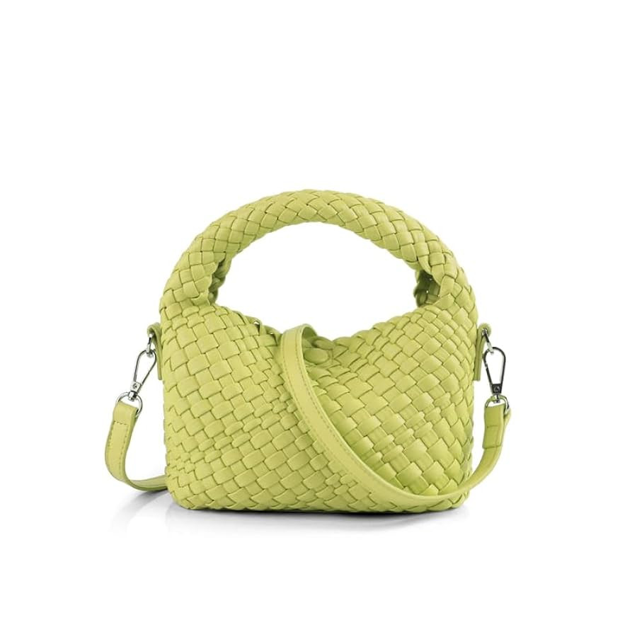 Woven Crossbody Bag Small Tote Cute Purse for Women,Top Handle Handbag Pu Leather Shoulderbag wit... | Amazon (US)