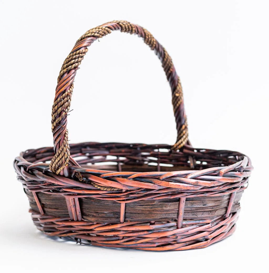 Mahogany Brown Long Handled Willow Basket | Wayfair North America
