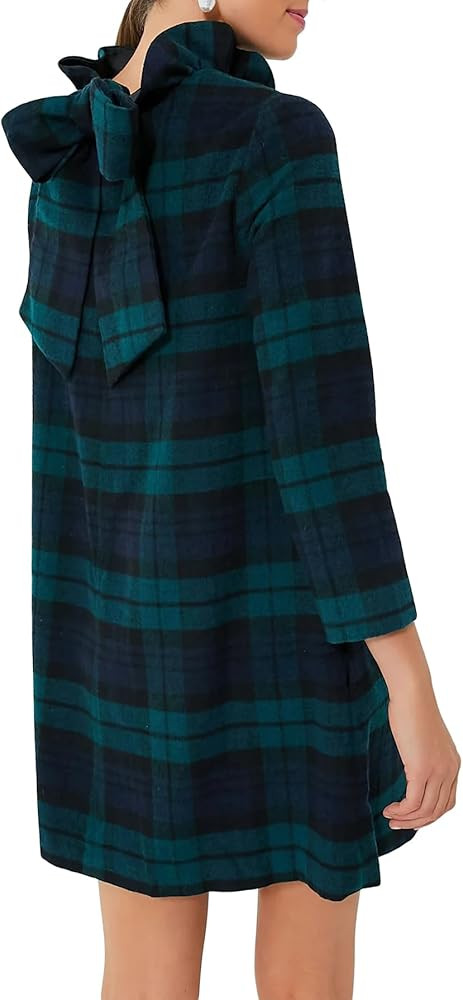 Women's Fall Plaid Dress Bow Tie Long Sleeve Wool Dresses Casual Elegant Formal Shift Mini Dress ... | Amazon (US)