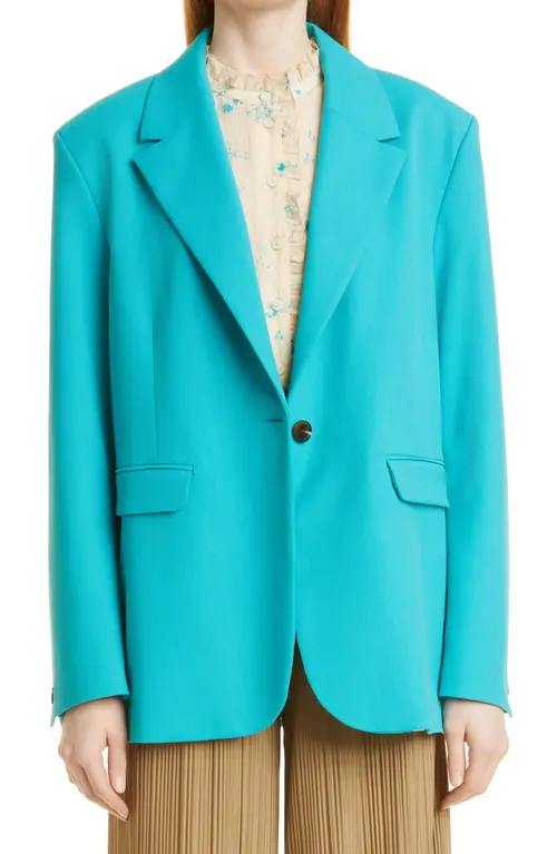 Samsøe Samsøe Haven Oversize Blazer in Tile Blue at Nordstrom, Size X-Small | Nordstrom