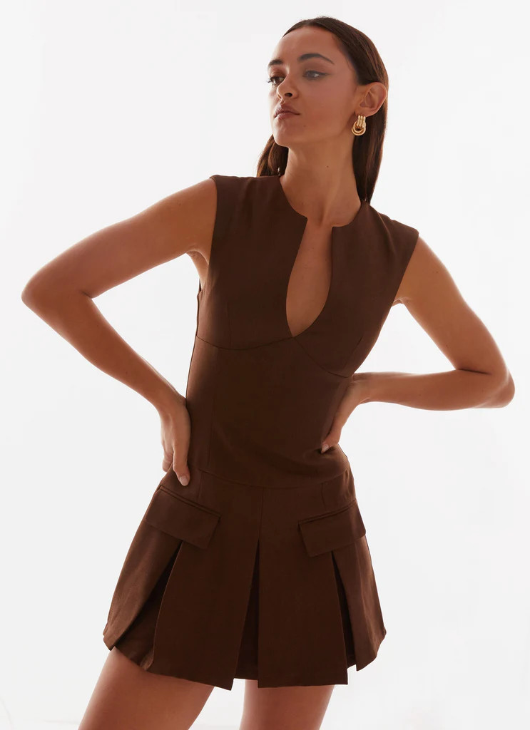 Cassia Mini Dress - Brown | Peppermayo (Global)