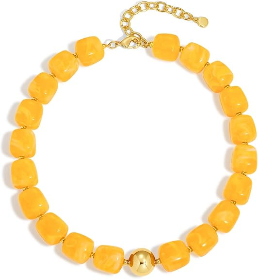 WOWORAMA Colorful Chunky Necklaces for Women Trendy Multicolor Large Square Resin Beads Necklace ... | Amazon (US)