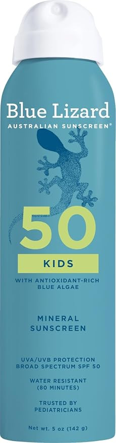 Blue Lizard Kids Mineral Sunscreen Spray SPF 50+, Brand, Broad-Spectrum UVA/UVB Protection, Water... | Amazon (US)